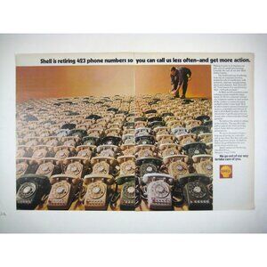 Vintage Shell Oil Advertisement Print Rotary Dial Telephones READ